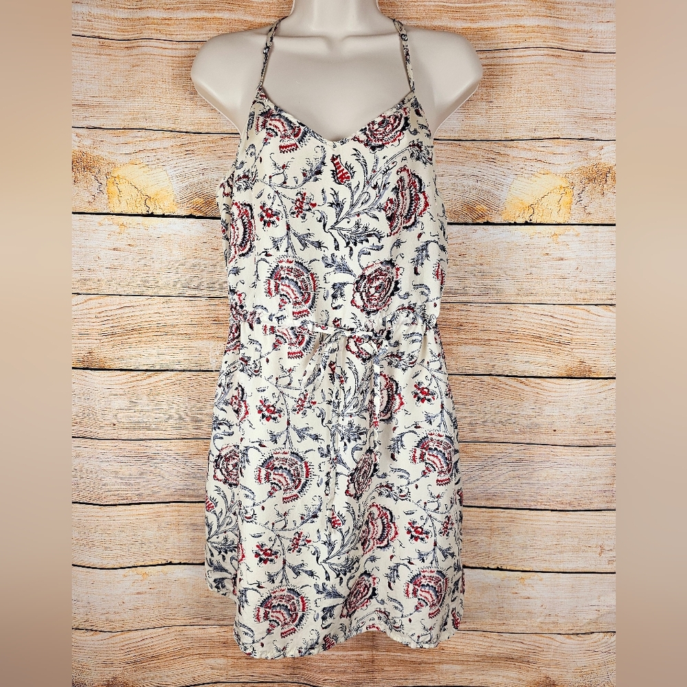 Madewell Short Racerback Floral Print Lined Dress with Pockets Size 8